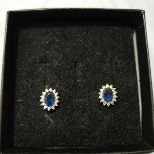 White and blue sapphire earrings
